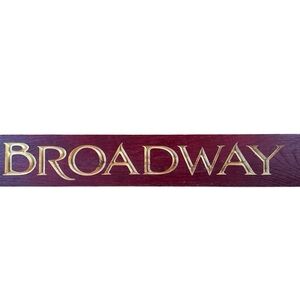 Wooden “BROADWAY” sign wall hanging painted red